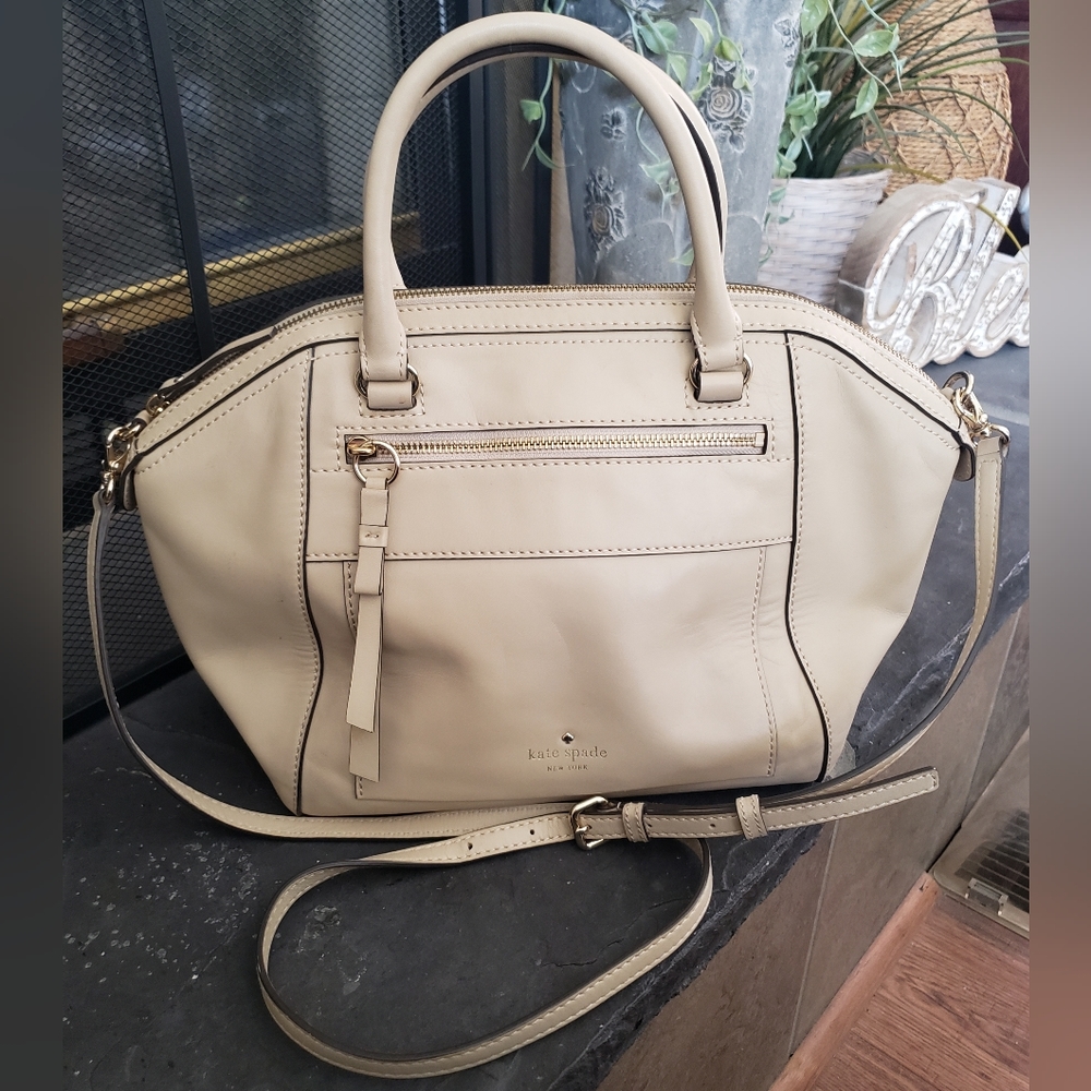 KATE SPADE Beige Leather Satchel/Crossbody Bag